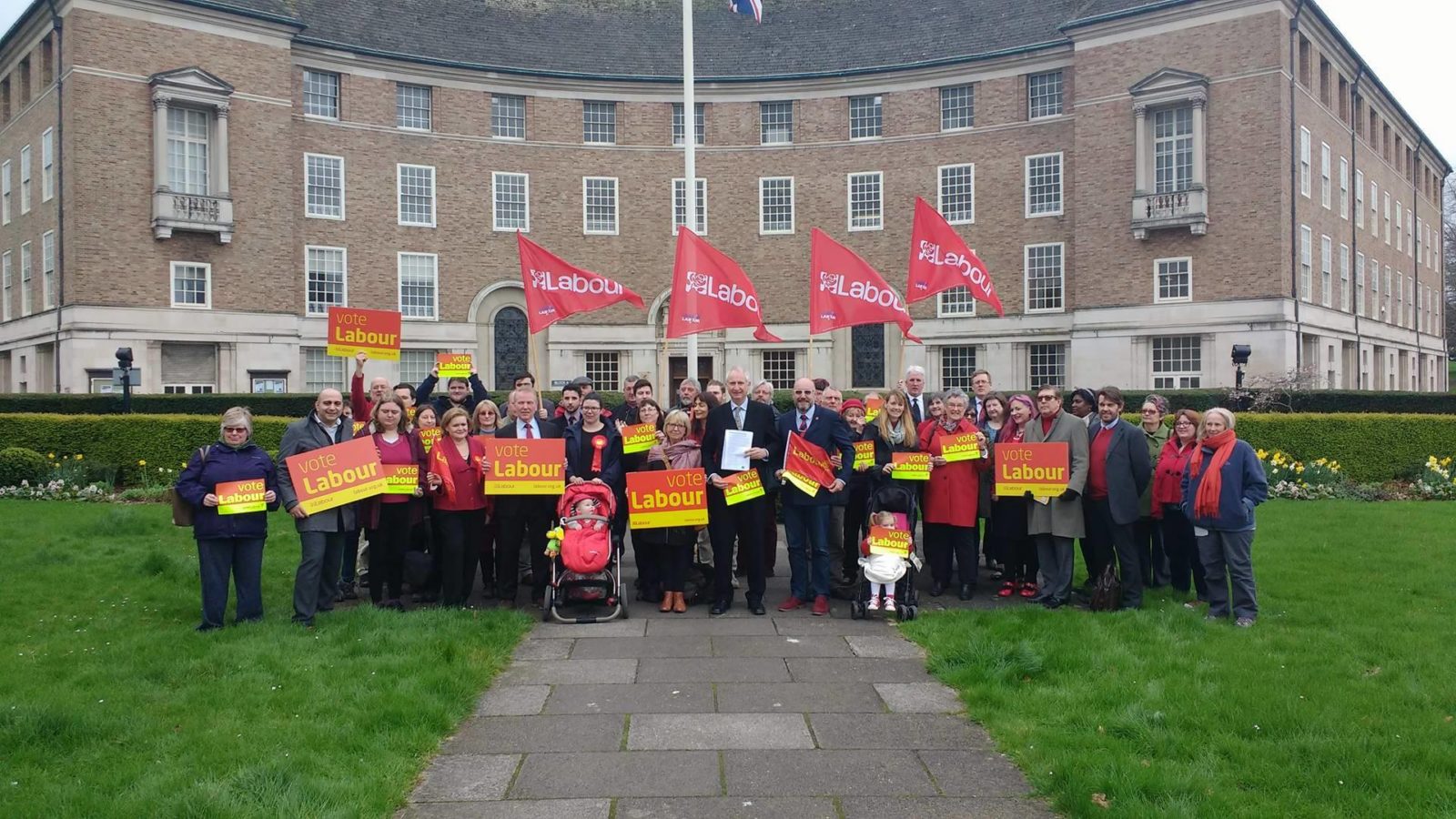 Labour Party Members outside County Hall, Taunton.